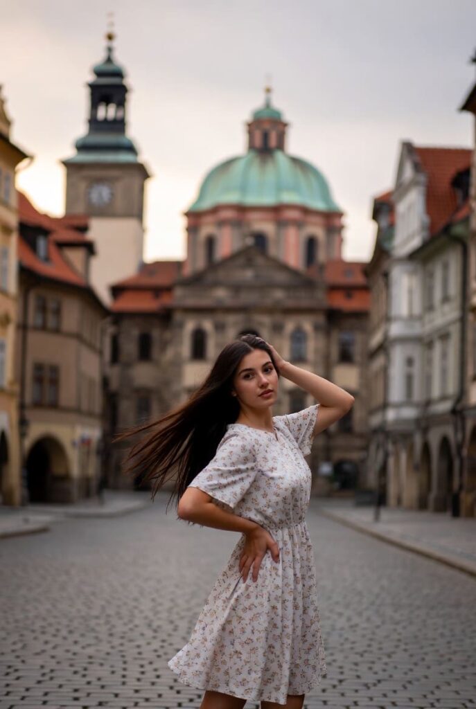 High-class VIP escort Prague in fashionable attire